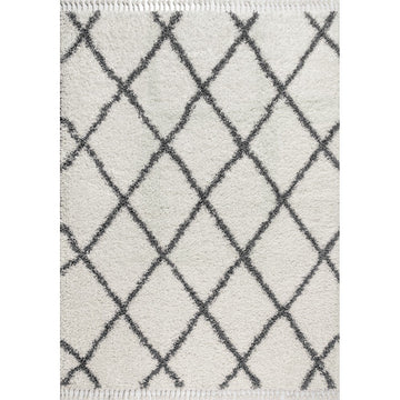 Gabrielle mercer Shag Plush Tassel Moroccan Geometric Trellis Area Rug